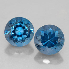 Gemas de topacio azul natural de  ct, corte redondo, VVS