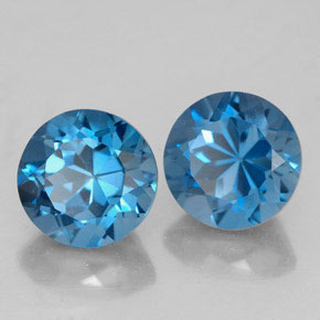 Gemas de topacio azul natural de  ct, corte redondo, VVS