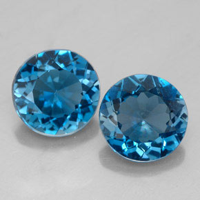 Gemas de topacio azul natural de  ct, corte redondo, VVS-VS