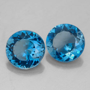 Gemas de topacio azul natural de  ct, corte redondo, VVS-VS