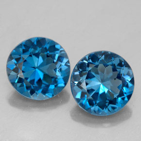 Gemas de topacio azul natural de  ct, corte redondo, VVS