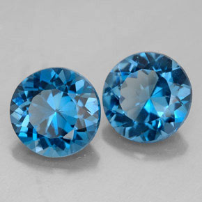 Gemas de topacio azul natural de  ct, corte redondo, VVS