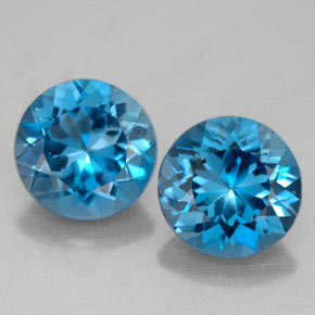 Gemas de topacio azul natural de  ct, corte redondo, VVS-VS