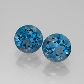 Gemas de topacio azul natural de  ct, corte redondo, VVS-VS