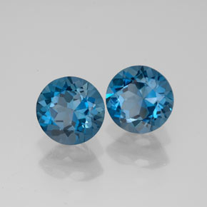 Gemas de topacio azul natural de  ct, corte redondo, VVS-VS