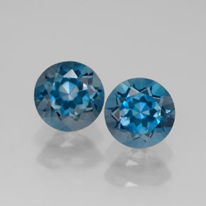 Gemas de topacio azul natural de  ct, corte redondo, VVS-VS