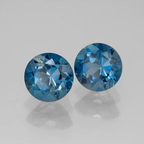 Gemas de topacio azul natural de  ct, corte redondo, VVS-VS