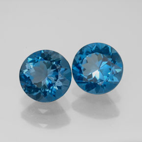 Gemas de topacio azul natural de  ct, corte redondo, VVS