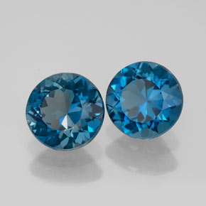 Gemas de topacio azul natural de  ct, corte redondo, VVS