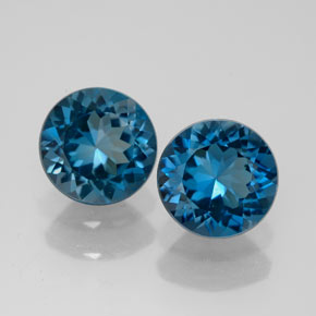 Gemas de topacio azul natural de  ct, corte redondo, VVS