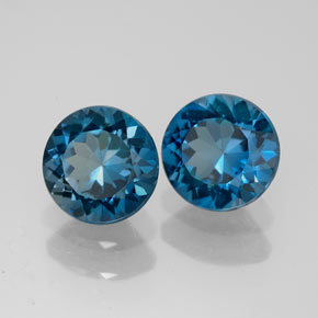 Gemas de topacio azul natural de  ct, corte redondo, VVS