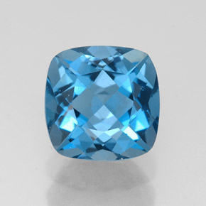 Topacio azul natural de 2,92 ct, corte cojín, VVS