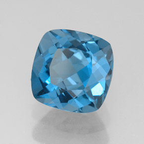 Topacio azul natural de 2,92 ct, corte cojín, VVS