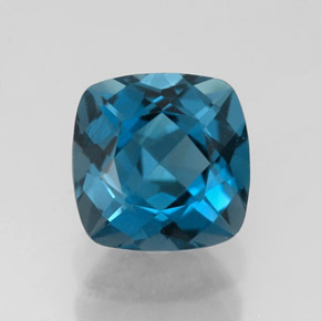Topacio azul natural de 3,12 ct, corte cojín, VVS