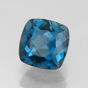 Topacio azul natural de 3,12 ct, corte cojín, VVS
