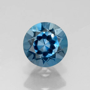 Topacio azul natural de 1,80 ct, corte redondo, VVS