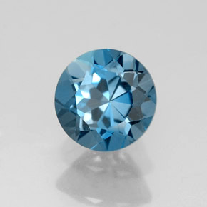 Topacio azul natural de 1,80 ct, corte redondo, VVS