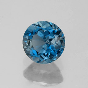 Topacio azul natural de 1,81 ct, corte redondo, VVS