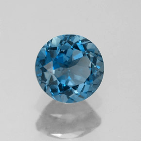 Topacio azul natural de 1,81 ct, corte redondo, VVS