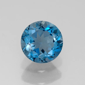 Topacio azul natural de 1,79 ct, corte redondo, VVS