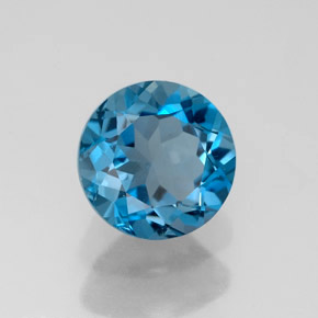 Topacio azul natural de 1,79 ct, corte redondo, VVS