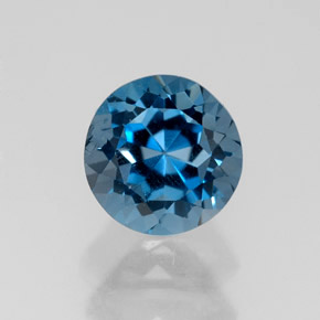 Topacio azul natural de 1,83 ct, corte redondo, VS