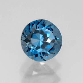 Topacio azul natural de 1,83 ct, corte redondo, VS