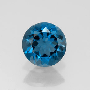 Topacio azul natural de 1,39 ct, corte redondo, VS