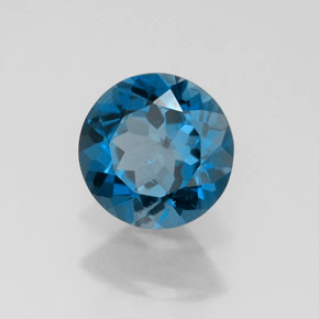 Topacio azul natural de 1,39 ct, corte redondo, VS