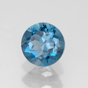 Topacio azul natural de 1,75 ct, corte redondo, VS