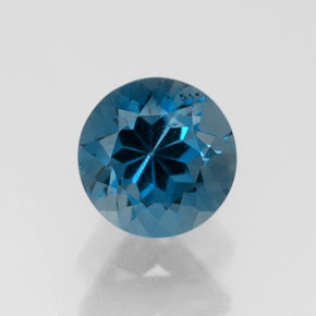 Topacio azul natural de 1,97 ct, corte redondo, VS-SI