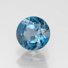 Topacio azul natural de 1,98 ct, corte redondo, VS