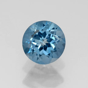 Topacio azul natural de 1,79 ct, corte redondo, VS