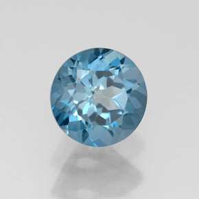 Topacio azul natural de 1,79 ct, corte redondo, VS