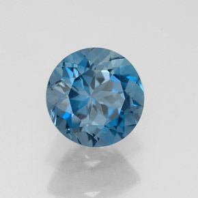 Topacio azul natural de 1,83 ct, corte redondo, VVS