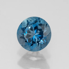 Topacio azul natural de 1,83 ct, corte redondo, VVS