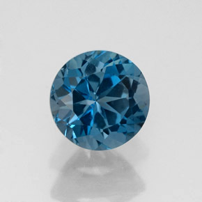 Topacio azul natural de 1,82 ct, corte redondo, VVS