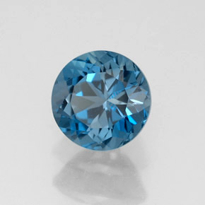 Topacio azul natural de 1,82 ct, corte redondo, VVS