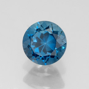 Topacio azul natural de 1,89 ct, corte redondo, VVS