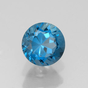 Topacio azul natural de 1,89 ct, corte redondo, VVS