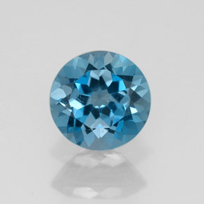 Topacio azul natural de 1,52 ct, corte redondo, VVS