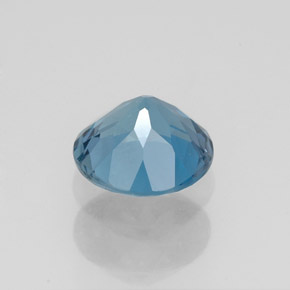 Topacio azul natural de 1,52 ct, corte redondo, VVS