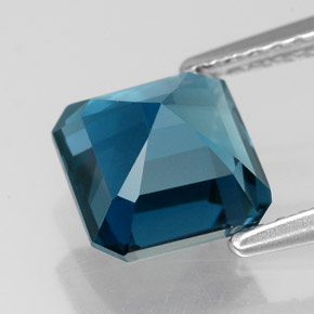 Topacio azul natural de 2,49 ct, corte esmeralda, VVS-VS