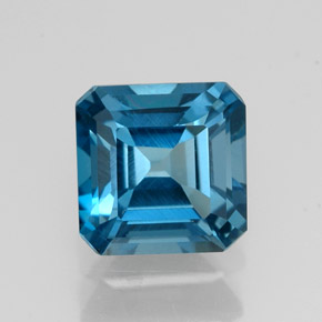 Topacio azul natural de 2,05 ct, corte esmeralda, VVS-VS