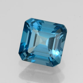 Topacio azul natural de 2,05 ct, corte esmeralda, VVS-VS