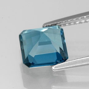 Topacio azul natural de 2,05 ct, corte esmeralda, VVS-VS