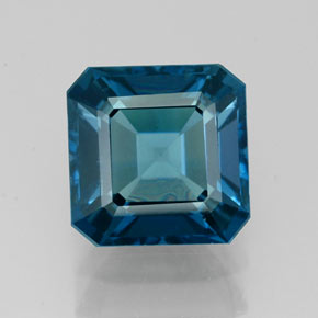 Topacio azul natural de 3,03 ct, corte esmeralda, VS