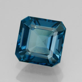 Topacio azul natural de 3,03 ct, corte esmeralda, VS