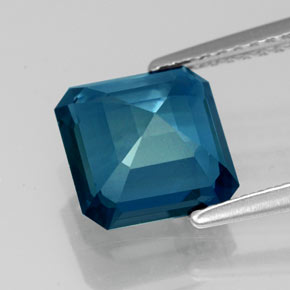 Topacio azul natural de 3,03 ct, corte esmeralda, VS
