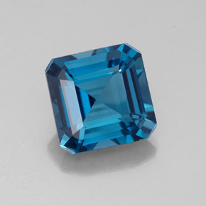 Topacio azul natural de 2,20 ct, corte esmeralda, VVS